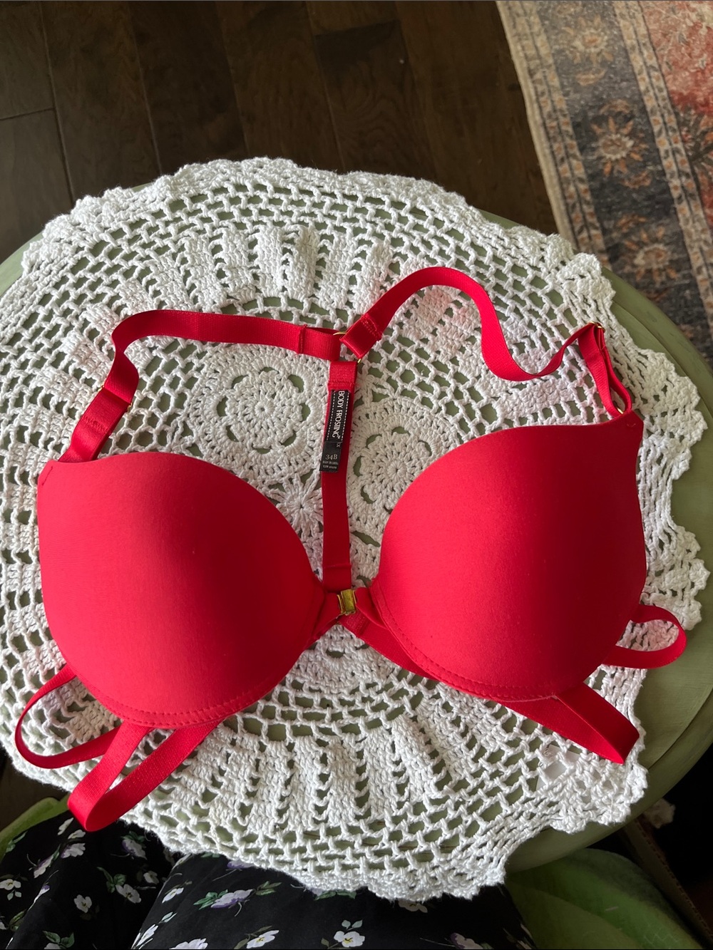 Red Push-Up Bra with Front Closure 34 b